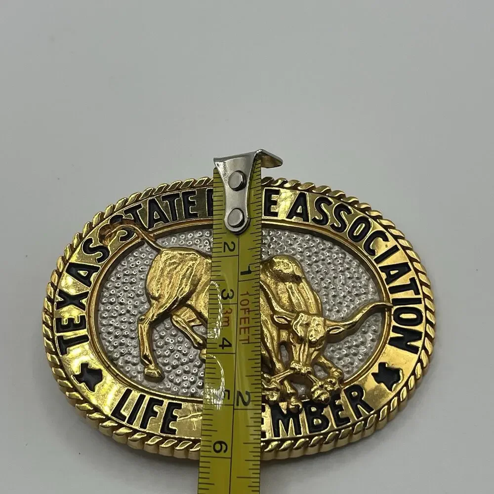 Vintage Texas State Rifle Association TSRAF Life Member Solid Brass Belt Buckle